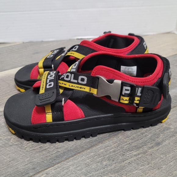 NWOT Polo Ralph Lauren Adventure Multi Colored Sandals - Black and Red Men Sz8 - Picture 2 of 8